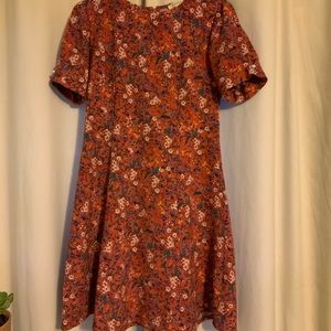 Floral A-line Dress with pearl sleeve detail